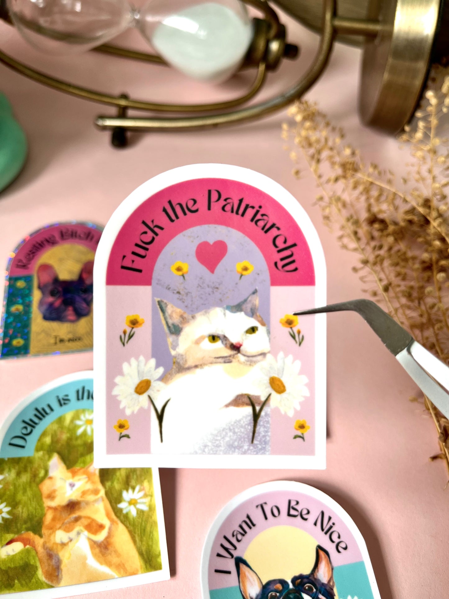 Arched Sticker with Relatable Phrases