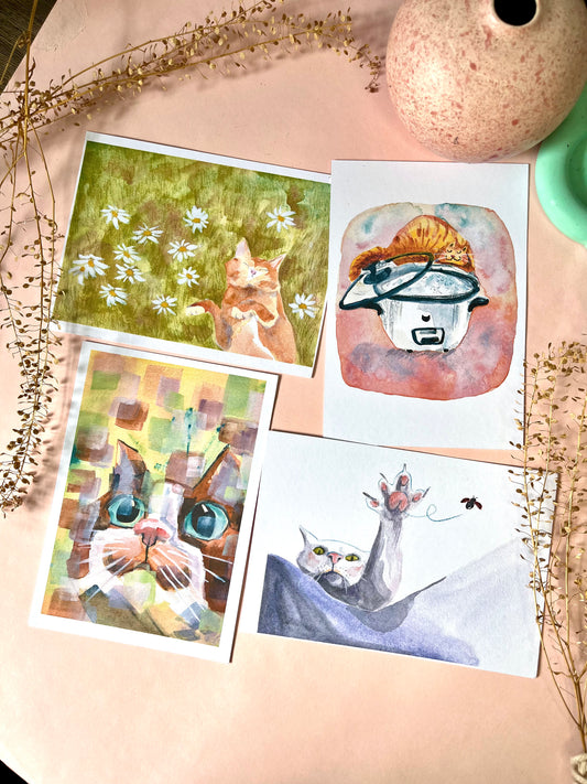 Cat Illustrations Postcards