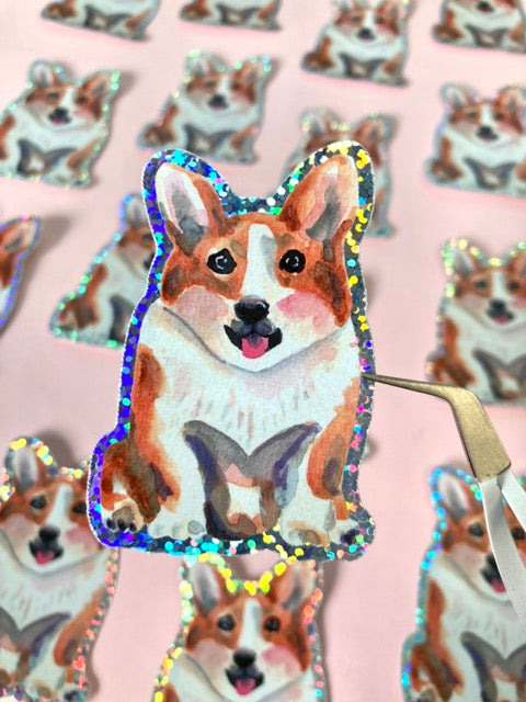 GEORGE the Corgi Glitter Sticker