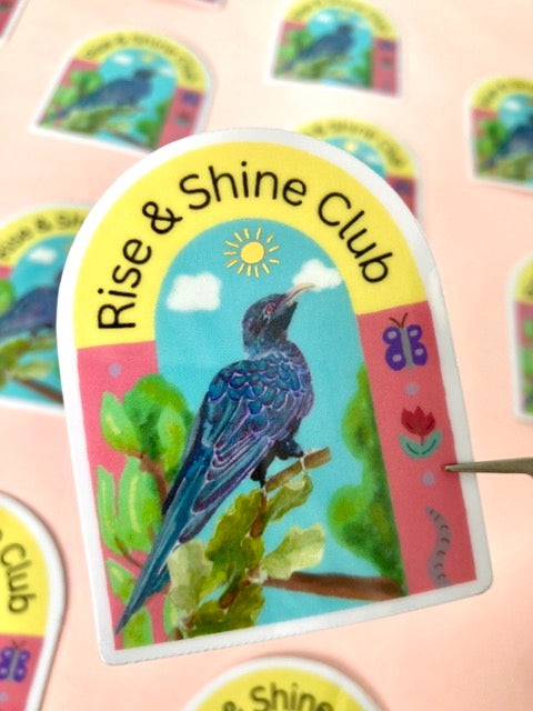 RISE AND SHINE CLUB Sticker with Gold Foil